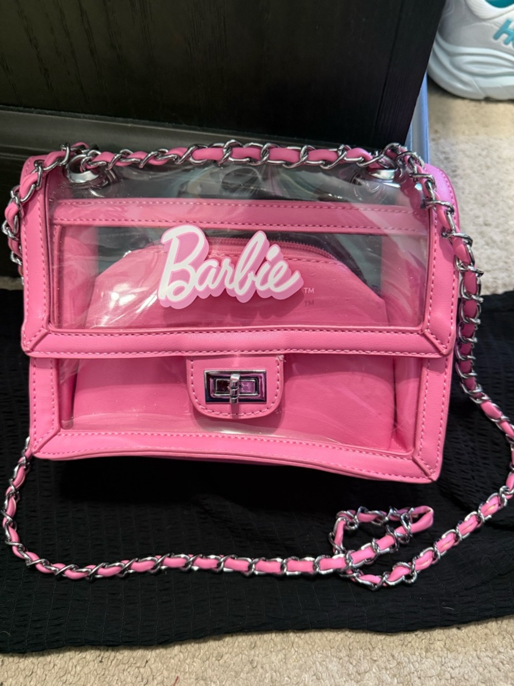Viral never worn Barbie Pink Clear-Panel Chain Strap Crossbody Bag - Picture 2 of 3
